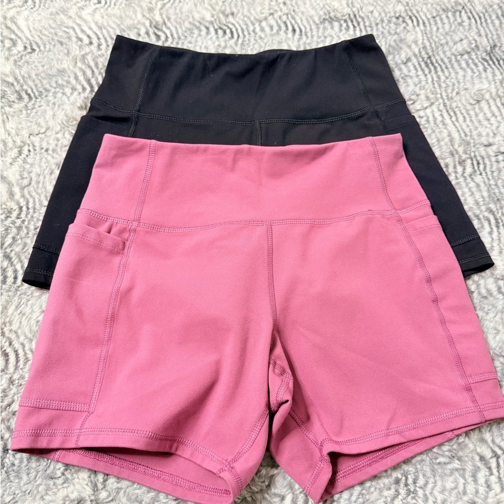 Women's Pink and Black Shorts
